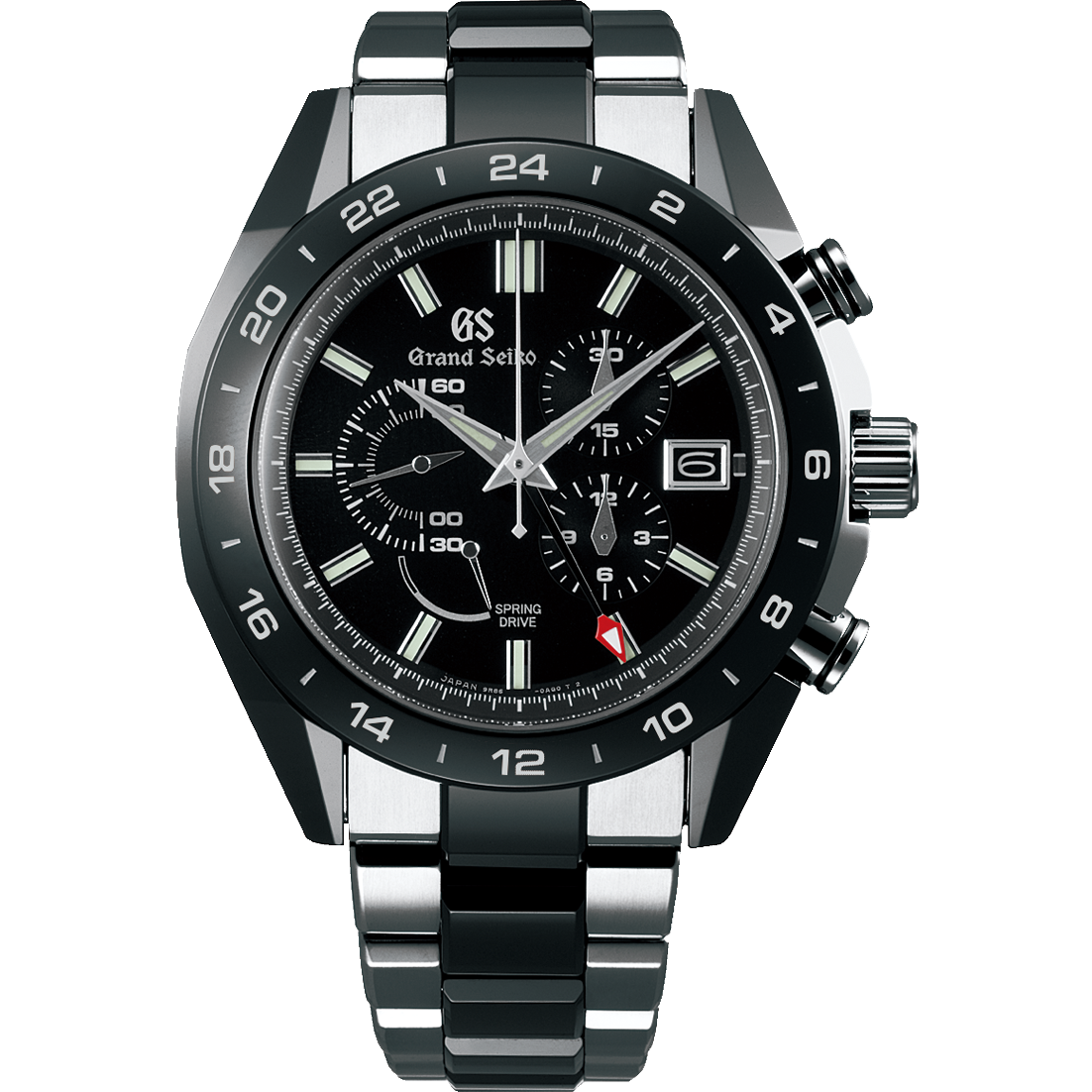 Grand Seiko SBGC223 : Spring Drive Chronograph Titanium / Ceramic / Black / Bracelet / Black Ceramics Collection