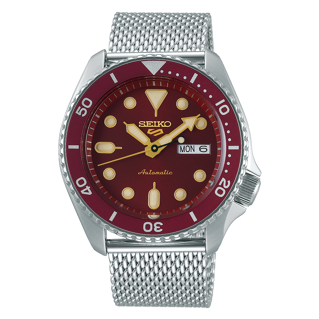 Seiko SRPD69K1 : 5 Sports Suits Style Stainless Steel / Red / Mesh