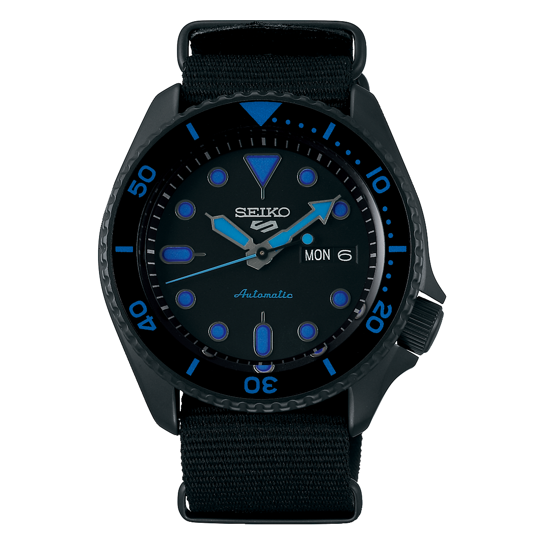 Seiko SRPD81K1 : 5 Sports Street Style Hard Coating / Black - Blue / NATO