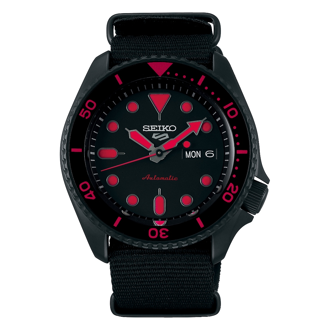 Seiko SRPD83K1 : 5 Sports Street Style Hard Coating / Black - Red / NATO