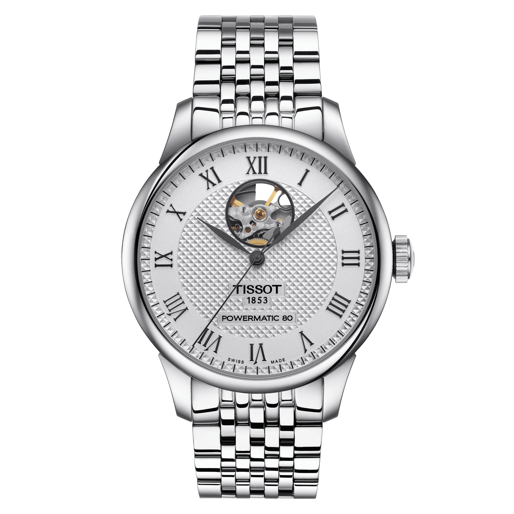 Tissot T006.407.11.033.02 : Le Locle Powermatic 80 Open Heart Stainless Steel / Silver / Bracelet