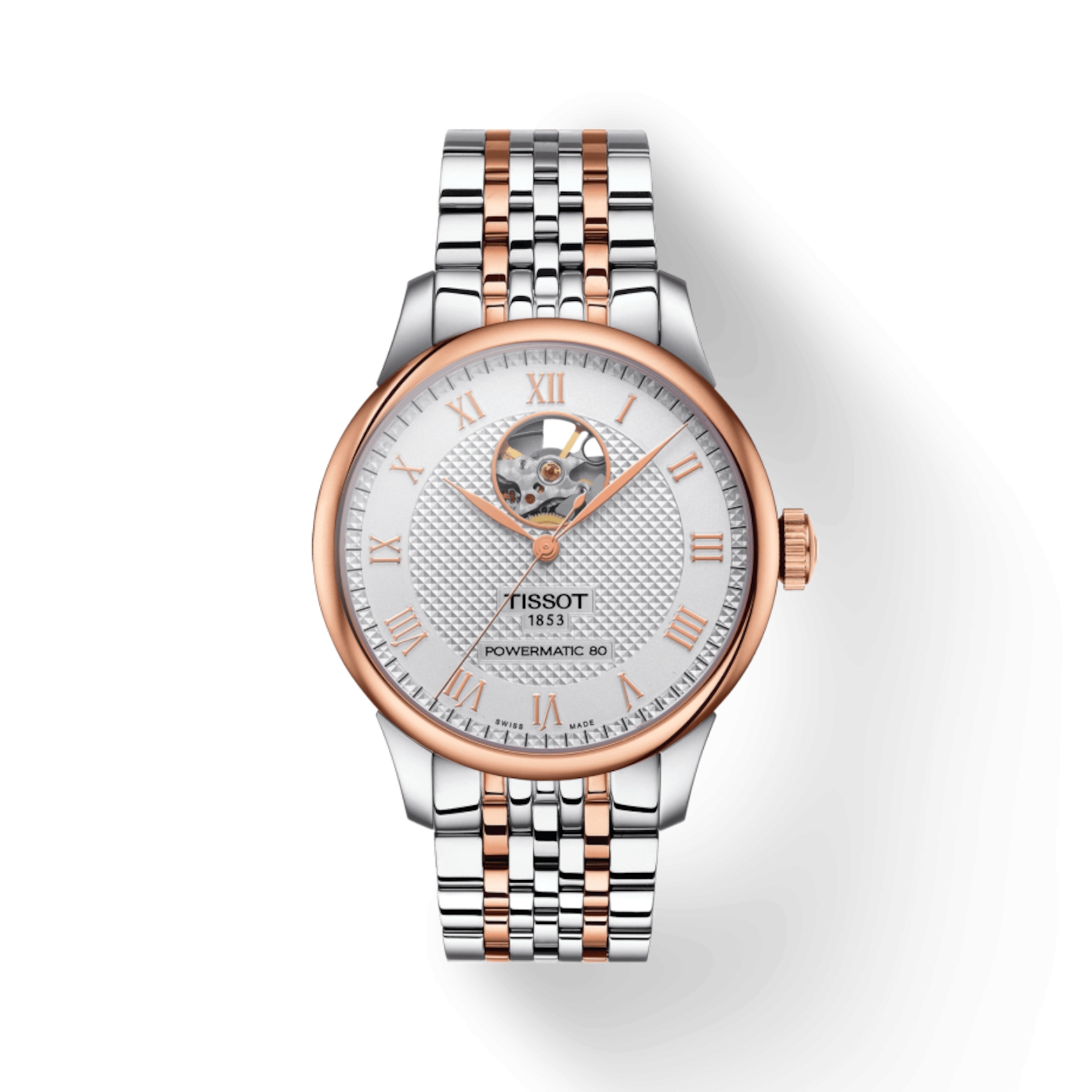 Tissot T006.407.22.033.02 : Le Locle Powermatic 80 Open Heart Stainless Steel - Rose Gold / Silver / Bracelet
