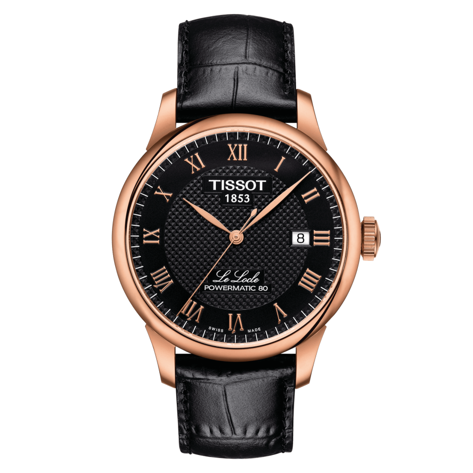 Tissot T006.407.36.053.00 : Le Locle Powermatic 80 39.3 Rose Gold / Black / Strap