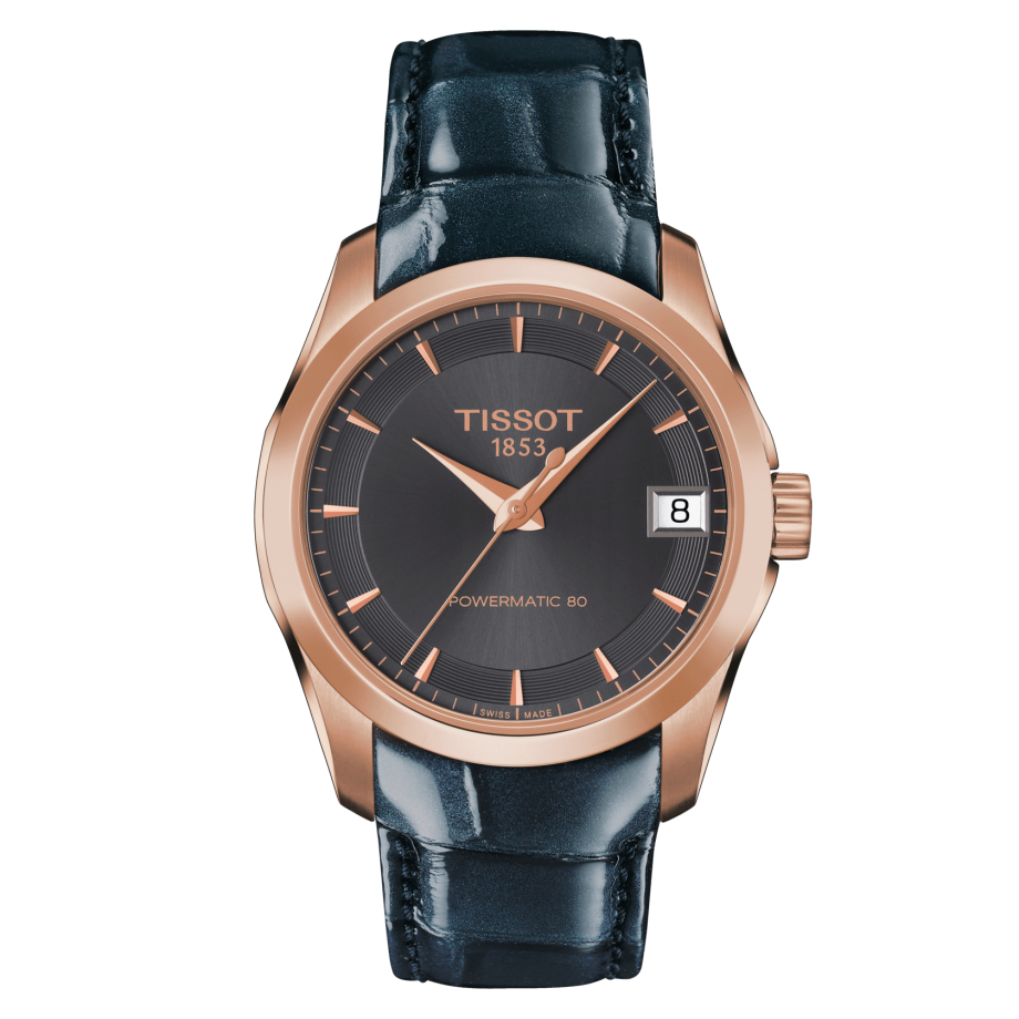 Tissot T035.207.36.061.00 : Couturier Powermatic 80 32 Rose Gold PVD / Grey / Strap
