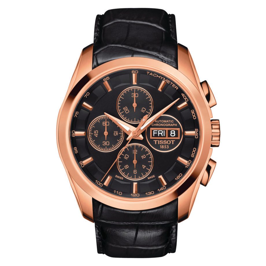 Tissot T035.614.36.051.01 : Tissot Couturier Automatic Chronograph 43 Rose Gold PVD / Black