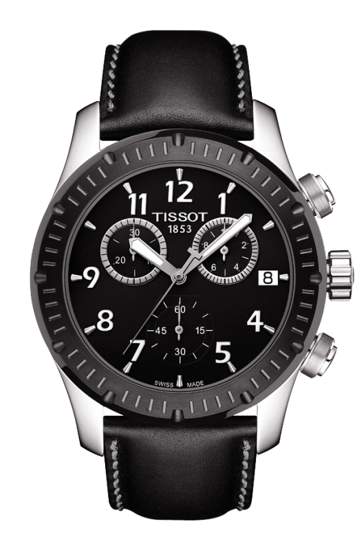 Tissot T039.417.26.057.00 : V8 Quartz Chronograph PVD Bezel Leather