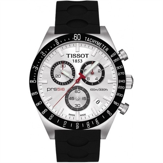 Tissot T044.417.27.031.00 : PRS 516 Quartz Chronograph Silver Rubber