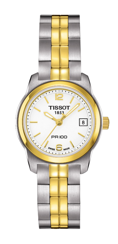 Tissot T049.210.22.01.700 : PR 100 Quartz 24.5 Stainless Steel / Yellow Gold PVD / White / Bracelet