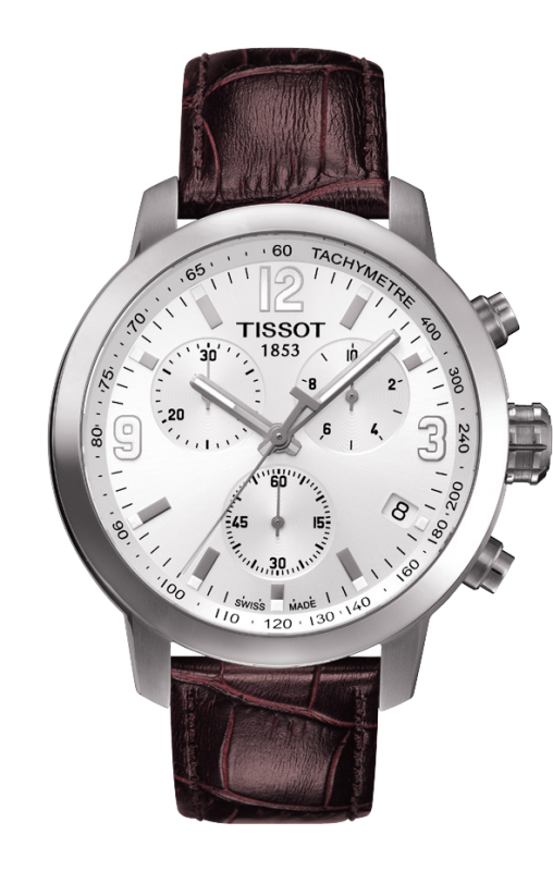 Tissot T055.417.16.017.01 : PRC 200 Quartz Chronograph Silver Leather