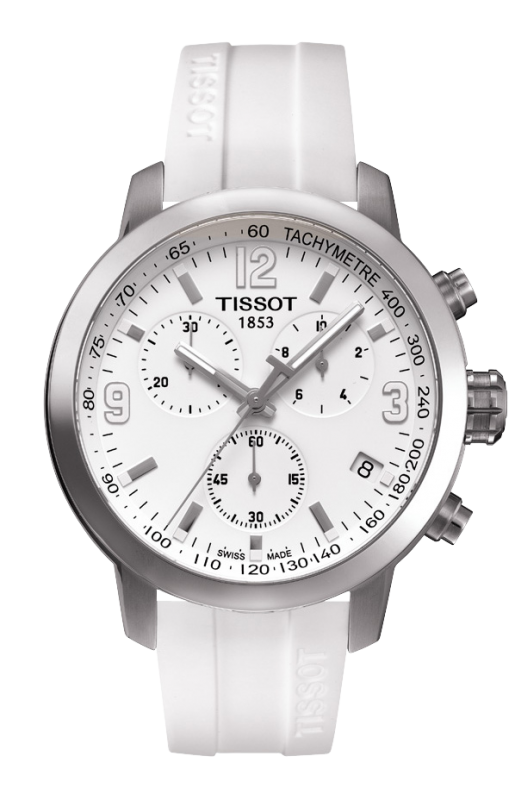 Tissot T055.417.17.017.00 : PRC 200 Quartz Chronograph White Rubber