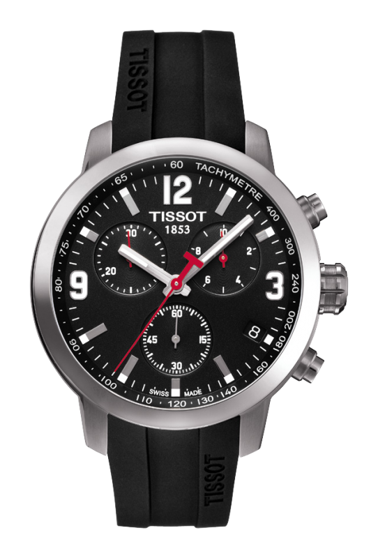 Tissot T055.417.17.057.00 : PRC 200 Quartz Chronograph Stainless Steel / Black / Rubber