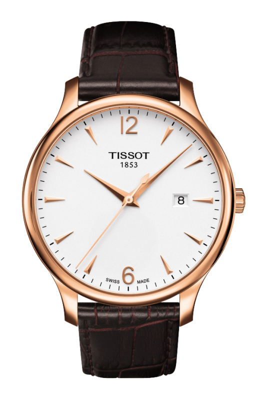 Tissot T063.610.36.037.00 : Tradition Quartz 42 Rose Gold PVD / Silver / Strap