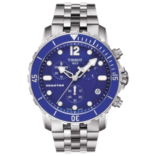 Tissot T066.417.11.047.00 : Seastar 1000 Quartz Chronograph Stainless steel / Blue / Bracelet