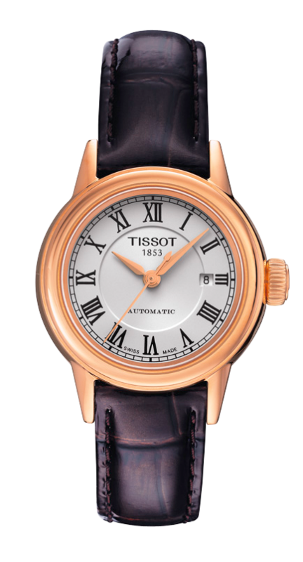 Tissot T085.207.36.013.00 : Carson Automatic 29.5 Rose Gold PVD / Silver / Strap