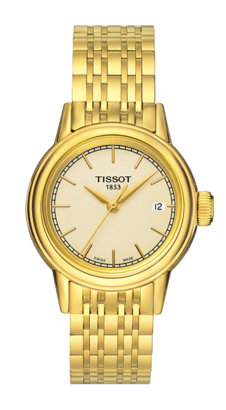 Tissot T085.210.33.021.00 : Carson Quartz 29.7 Yellow Gold PVD / Champagne / Bracelet