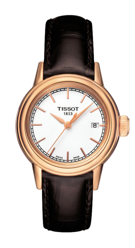 Tissot T085.210.36.011.00 : Carson Quartz 29.7 Rose Gold PVD / White / Strap