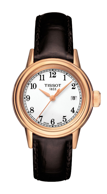 Tissot T085.210.36.012.00 : Carson Quartz 29.7 Rose Gold PVD / White / Strap