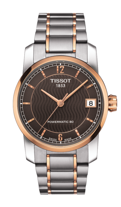 Tissot T087.207.55.297.00 : Powermatic 80 Lady Titanium / PVD Gold / Brown