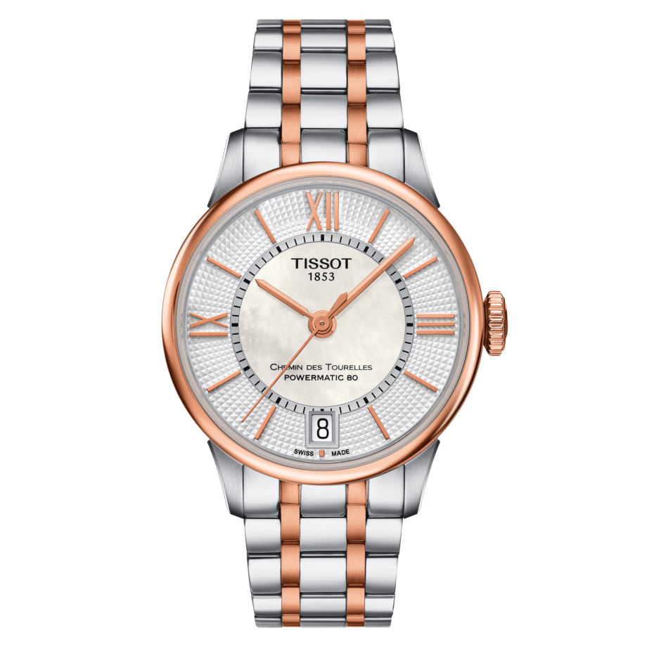 Tissot T099.207.22.118.02 : Chemin Des Tourelles Powermatic 80 32 Stainless Steel / Rose Gold PVD / MOP / Bracelet
