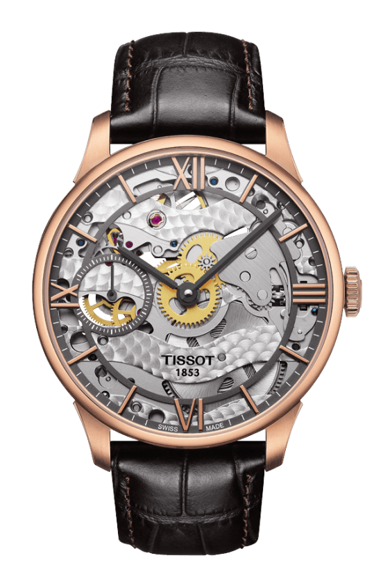 Tissot T099.405.36.418.00 : Chemin des Tourelles Squelette 42 Rose Gold PVD / Skeleton / Strap
