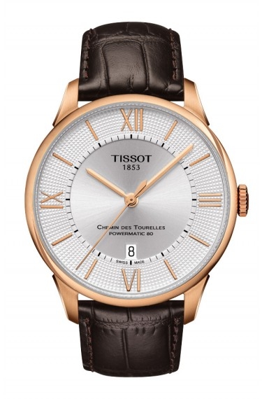 Tissot T099.407.36.038.00 : Chemin des Tourelles Powermatic 80 Rose PVD / Silver Roman