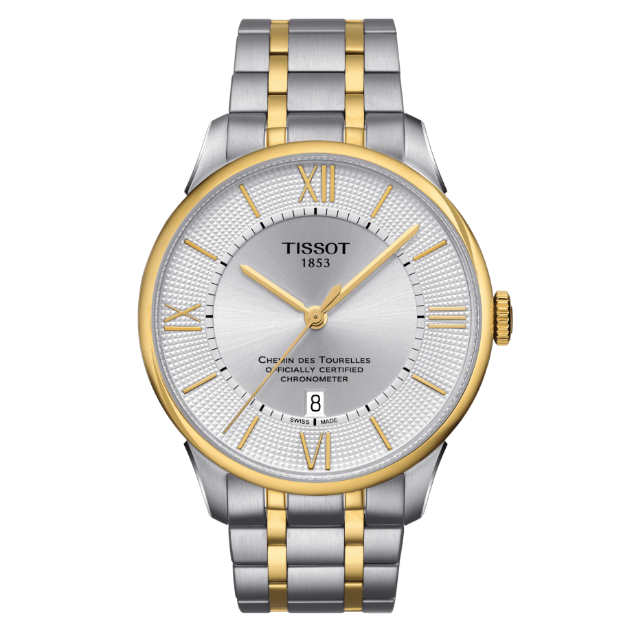 Tissot T099.408.22.038.00 : Chemin Des Tourelles Powermatic 80 COSC 42 Stainless Steel / Yellow Gold PVD / Silver / Bracelet