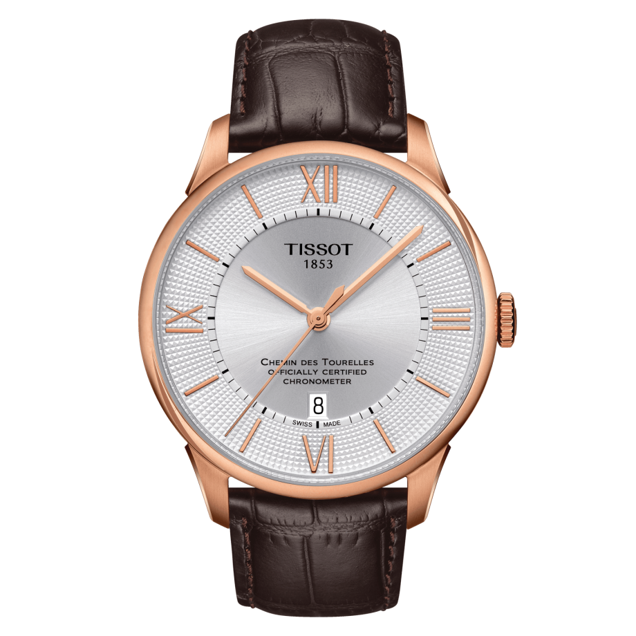 Tissot T099.408.36.038.00 : Chemin Des Tourelles Powermatic 80 COSC 42 Rose Gold PVD / Silver / Strap