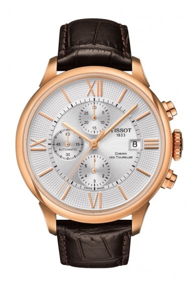 Tissot T099.427.36.038.00 : Chemin des Tourelles Automatic Chronograph PVD Gold / Silver