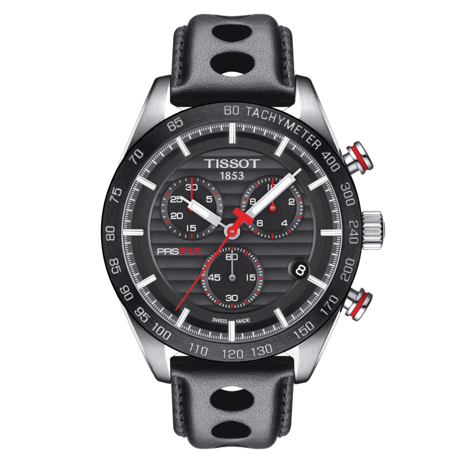 Tissot T100.417.16.051.00 : PRS 516 Chronograph Quartz Stainless Steel / Black / Strap