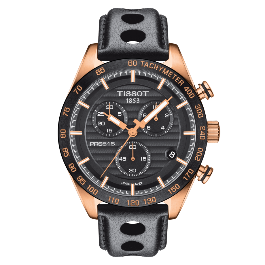 Tissot T100.417.36.051.00 : PRS 516 Chronograph Quartz Rose Gold / Black / Strap