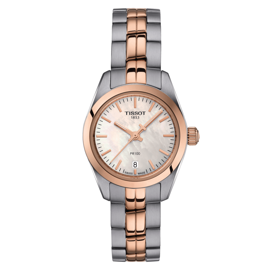 Tissot T101.010.22.111.01 : PR 100 Quartz 25 Stainless Steel / Rose Gold PVD / MOP / Bracelet
