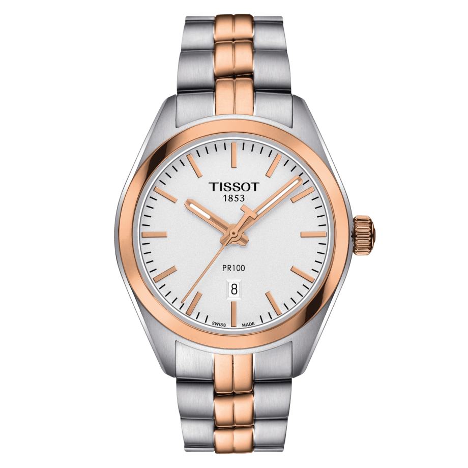Tissot T101.210.22.031.01 : PR 100 Quartz 33 Stainless Steel / Rose Gold PVD / Silver / Bracelet