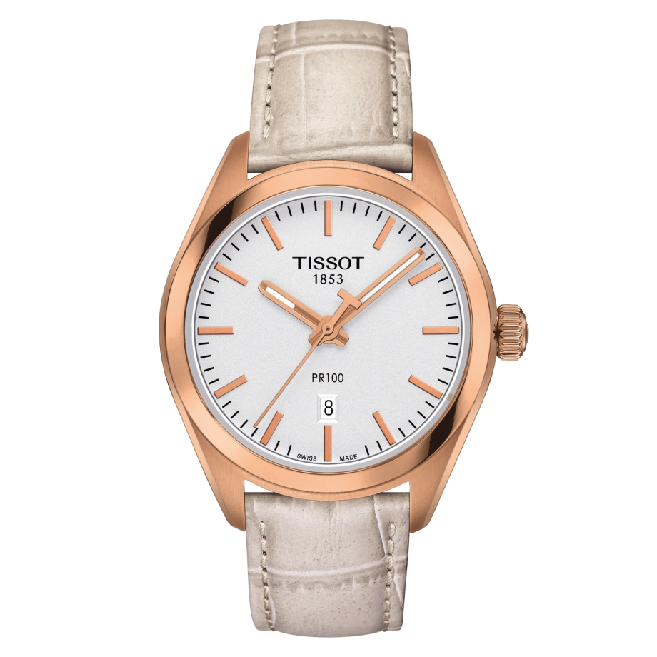 Tissot T101.210.36.031.00 : PR 100 Quartz 33 Rose Gold PVD / Silver / Strap