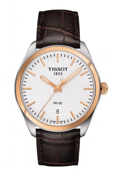 Tissot T101.410.26.031.00 : PR 100 Quartz 39 Stainless Steel / Yellow Gold PVD / Silver / Strap