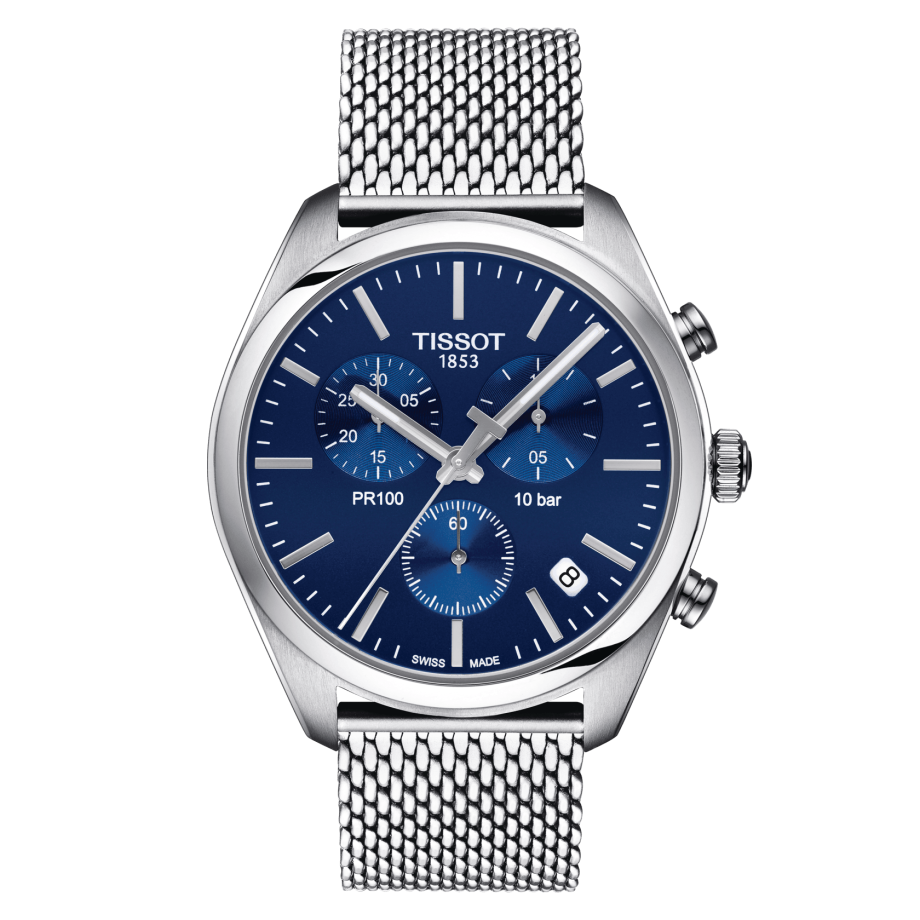 Tissot T101.417.11.041.00 : PR 100 Chronograph Quartz 41 Stainless Steel / Blue / Milanese