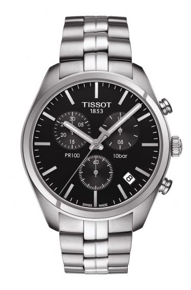 Tissot T101.417.11.051.00 : PR 100 Chronograph Quartz 41 Stainless Steel / Black / Bracelet