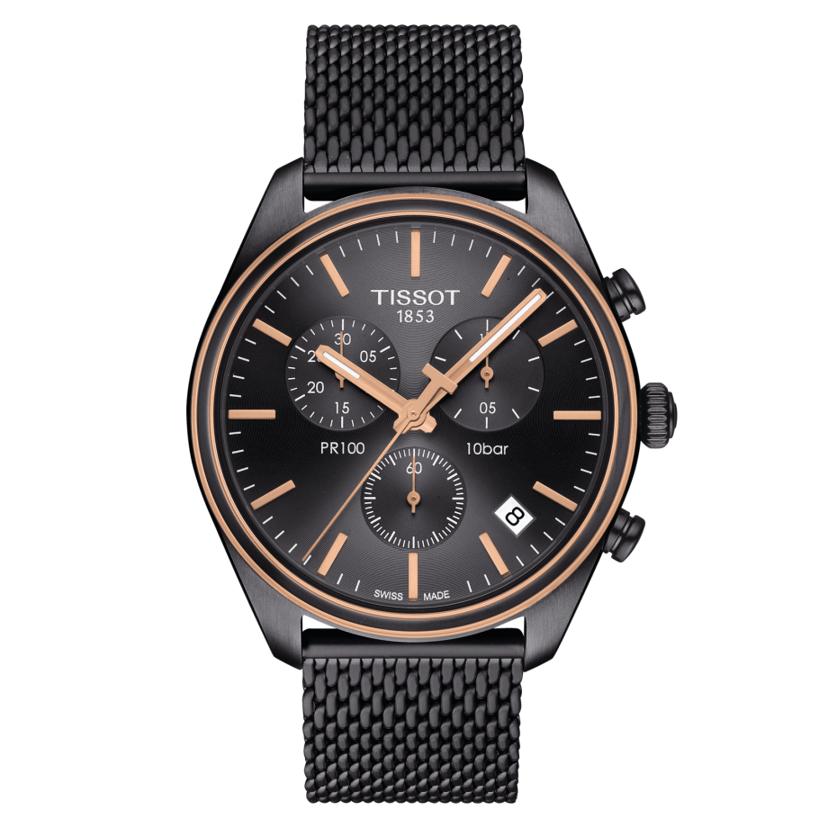 Tissot T101.417.23.061.00 : PR 100 Chronograph Quartz 41 PVD / Grey / Milanese