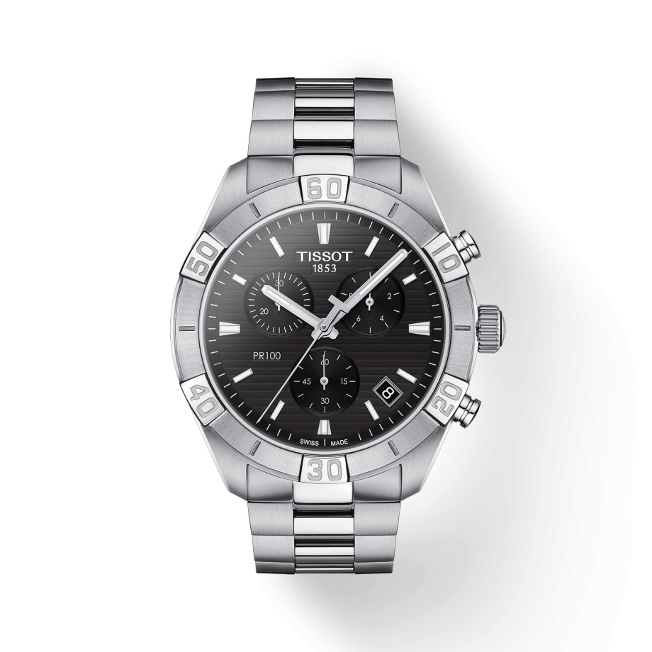 Tissot T101.617.11.051.00 : PR 100 Sport Gent Chronograph Stainless Steel / Black / Bracelet