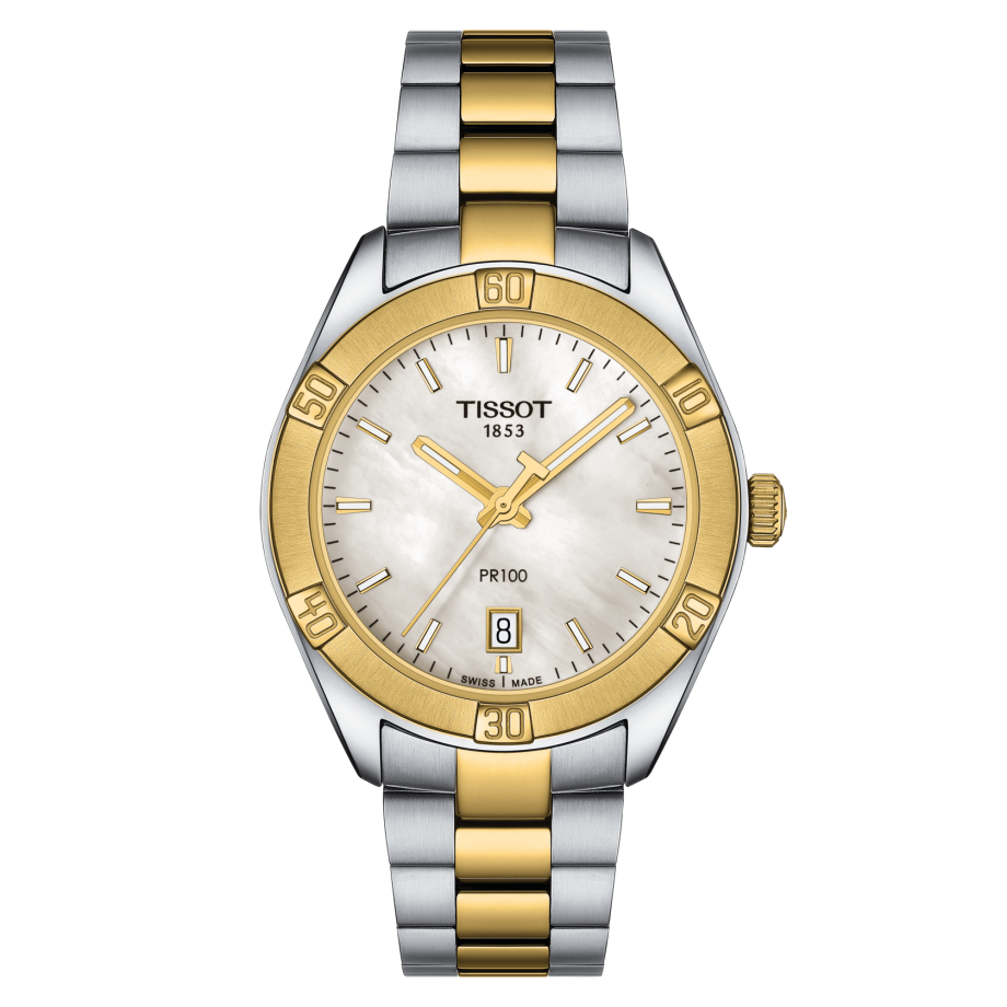 Tissot T101.910.22.111.00 : PR 100 Sport Chic 36 Stainless Steel - Yellow Gold / MOP / Bracelet