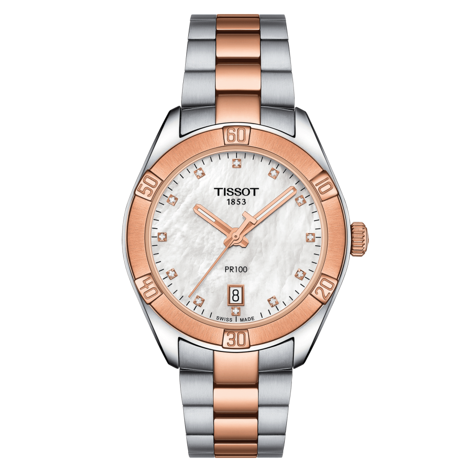 Tissot T101.910.22.116.00 : PR 100 Sport Chic 36 Stainless Steel / Rose Gold PVD / MOP / Bracelet