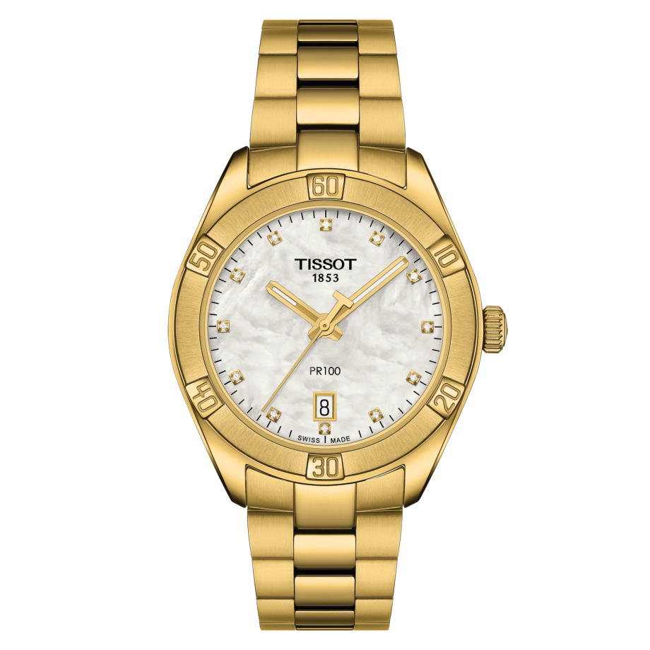Tissot T101.910.33.116.01 : PR 100 Sport Chic 36 Yellow Gold PVD / MOP / Bracelet