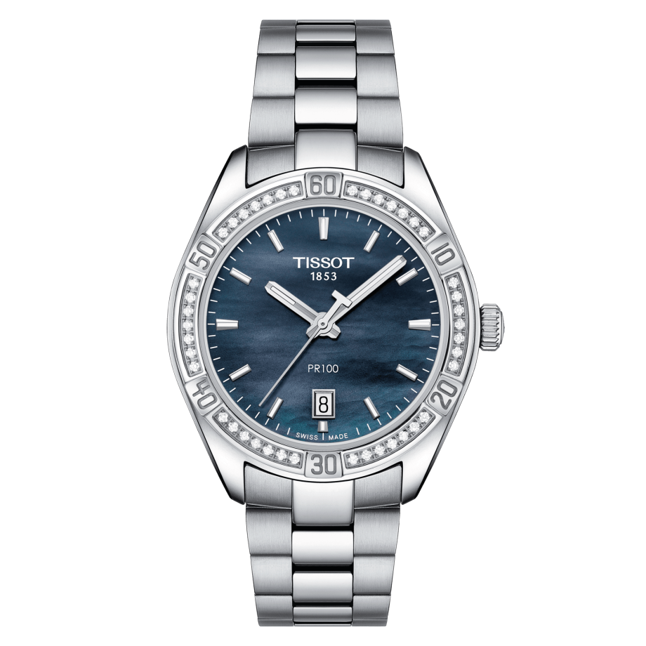 Tissot T101.910.61.121.00 : PR 100 Sport Chic 36 Stainless Steel - Diamond / Black MOP / Bracelet