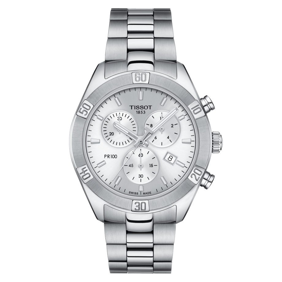 Tissot T101.917.11.031.00 : PR 100 Sport Chic Chronograph 38 Stainless Steel / Silver / Bracelet