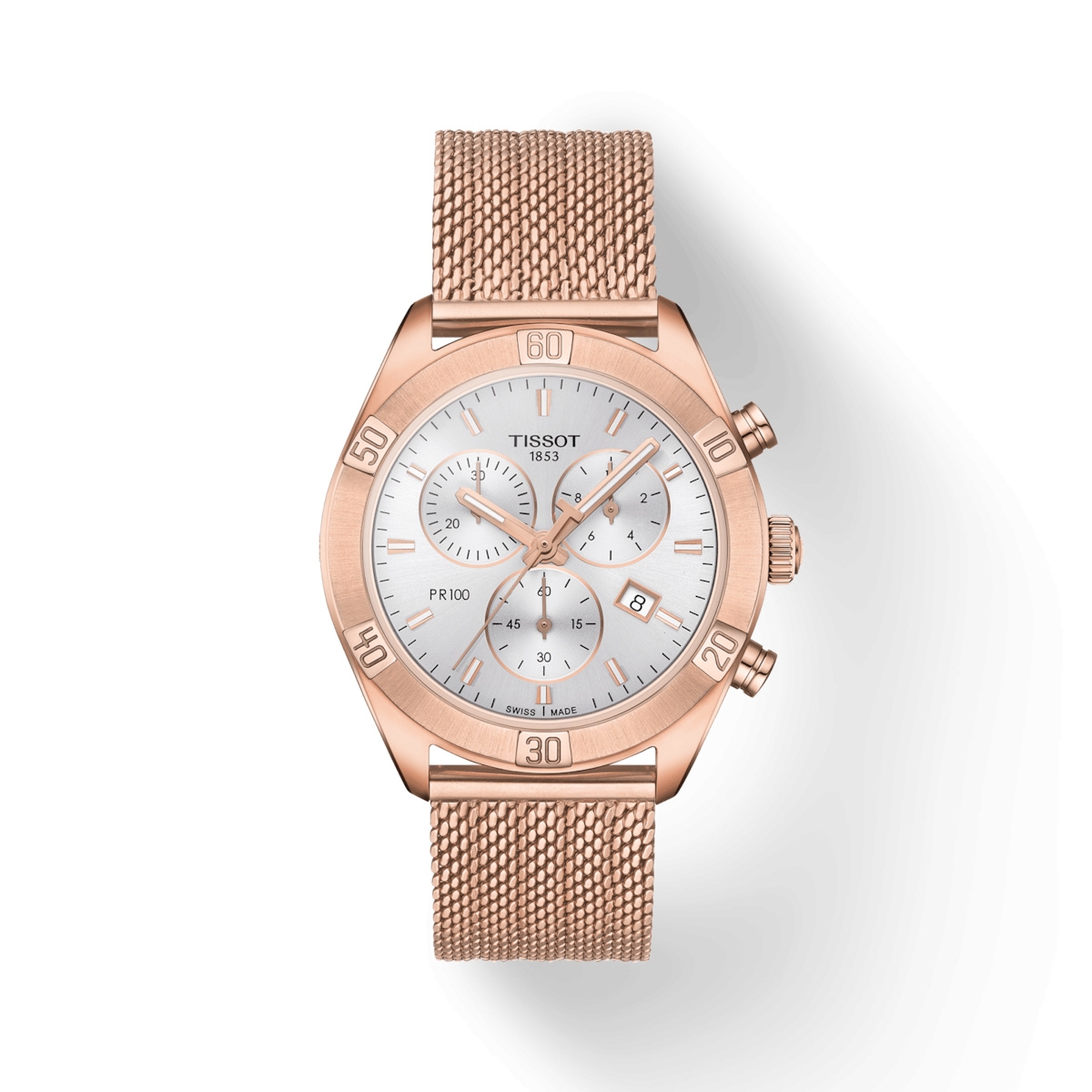 Tissot T101.917.33.031.00 : PR 100 Sport Chic Chronograph 38 Rose Gold PVD / Silver / Bracelet