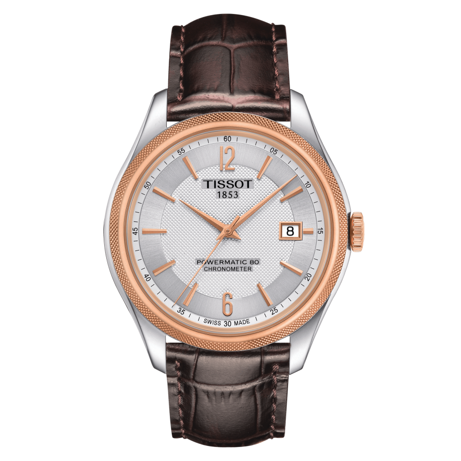Tissot T108.408.26.037.00 : Ballade Powermatic 80 41 Stainless Steel / Rose Gold PVD / Silver / Strap