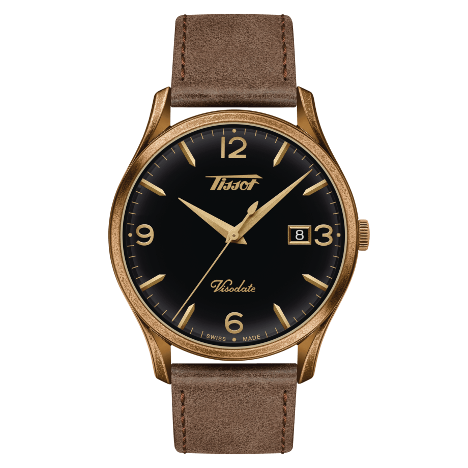 Tissot T118.410.36.057.00 : Visodate Quartz 40 Bronze PVD / Black / Strap