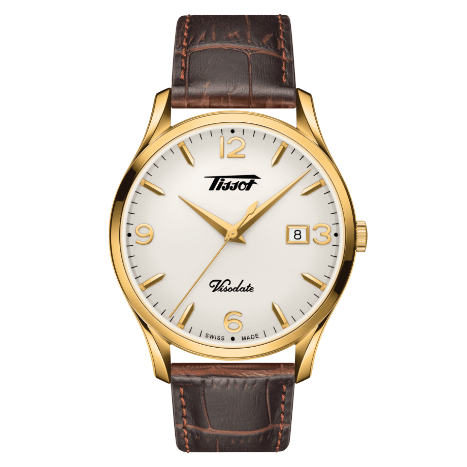 Tissot T118.410.36.277.00 : Visodate Quartz 40 Yellow Gold PVD / Silver / Strap