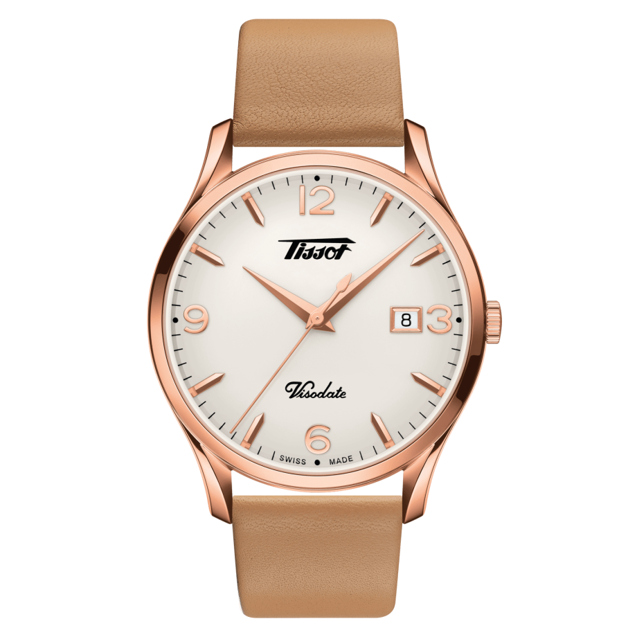 Tissot T118.410.36.277.01 : Visodate Quartz 40 Rose Gold PVD / Silver / Strap
