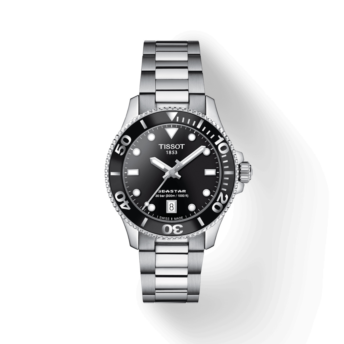 Tissot T120.210.11.051.00 : Seastar 1000 36 Quartz Stainless Steel / Black / Bracelet
