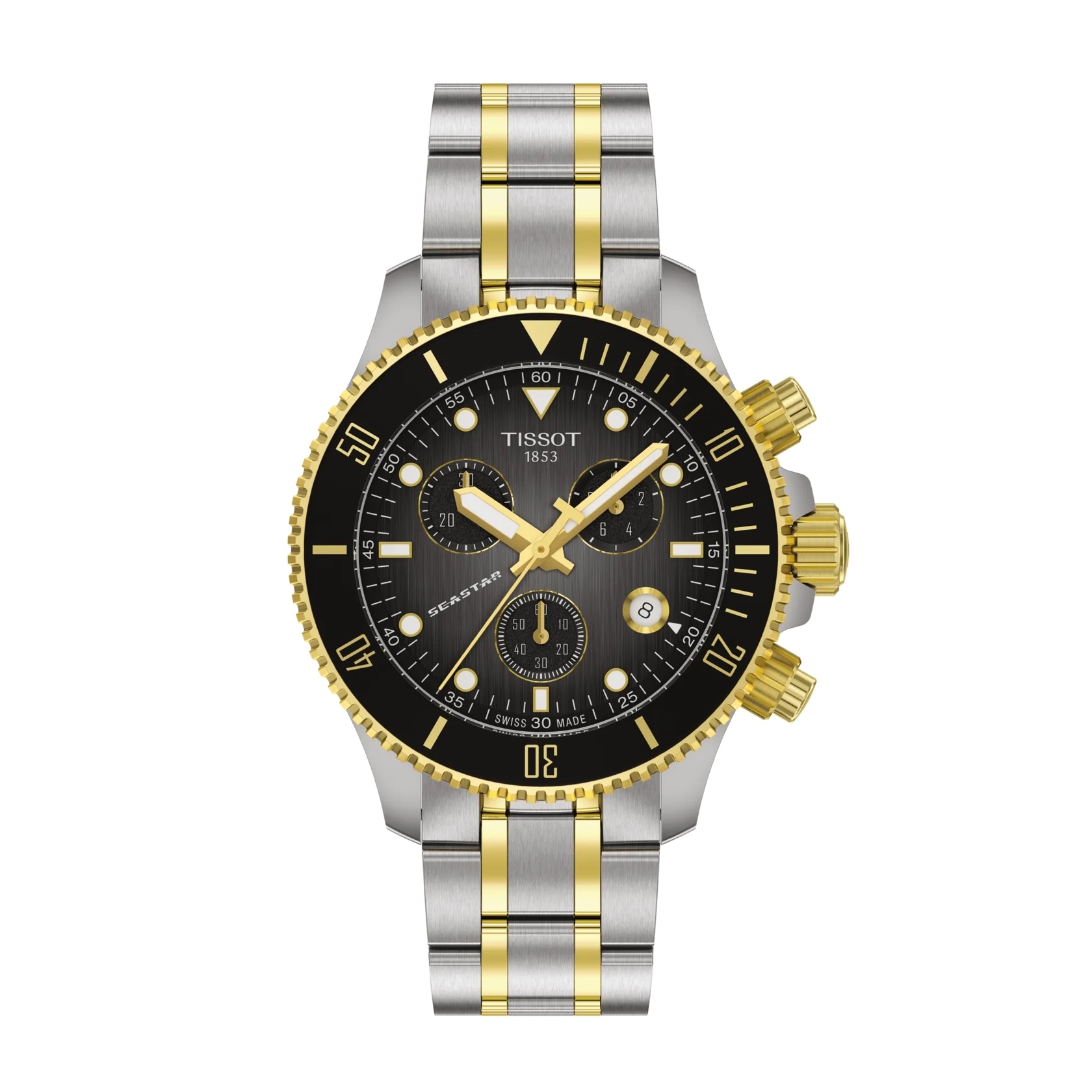 Tissot T120.217.22.061.00 : Seastar 1000 Quartz Chronograph Stainless Steel - Yellow Gold / Grey / Bracelet